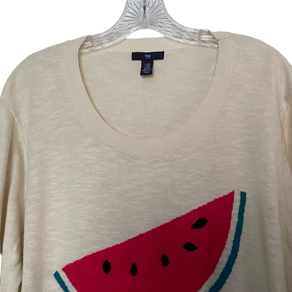 GAP Factory Women's Size 2XL Watermelon Graphic Lightweight Sweater XXL Picnic - Picture 2 of 9